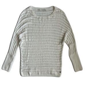 One Grey Day Revolve Top Women's Ivory Loose Knit Long Sleeve Sweater Small‎